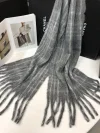 Grey plush scarf, cotton and linen cloth, Muslim fan headscarf and scarf details Picture